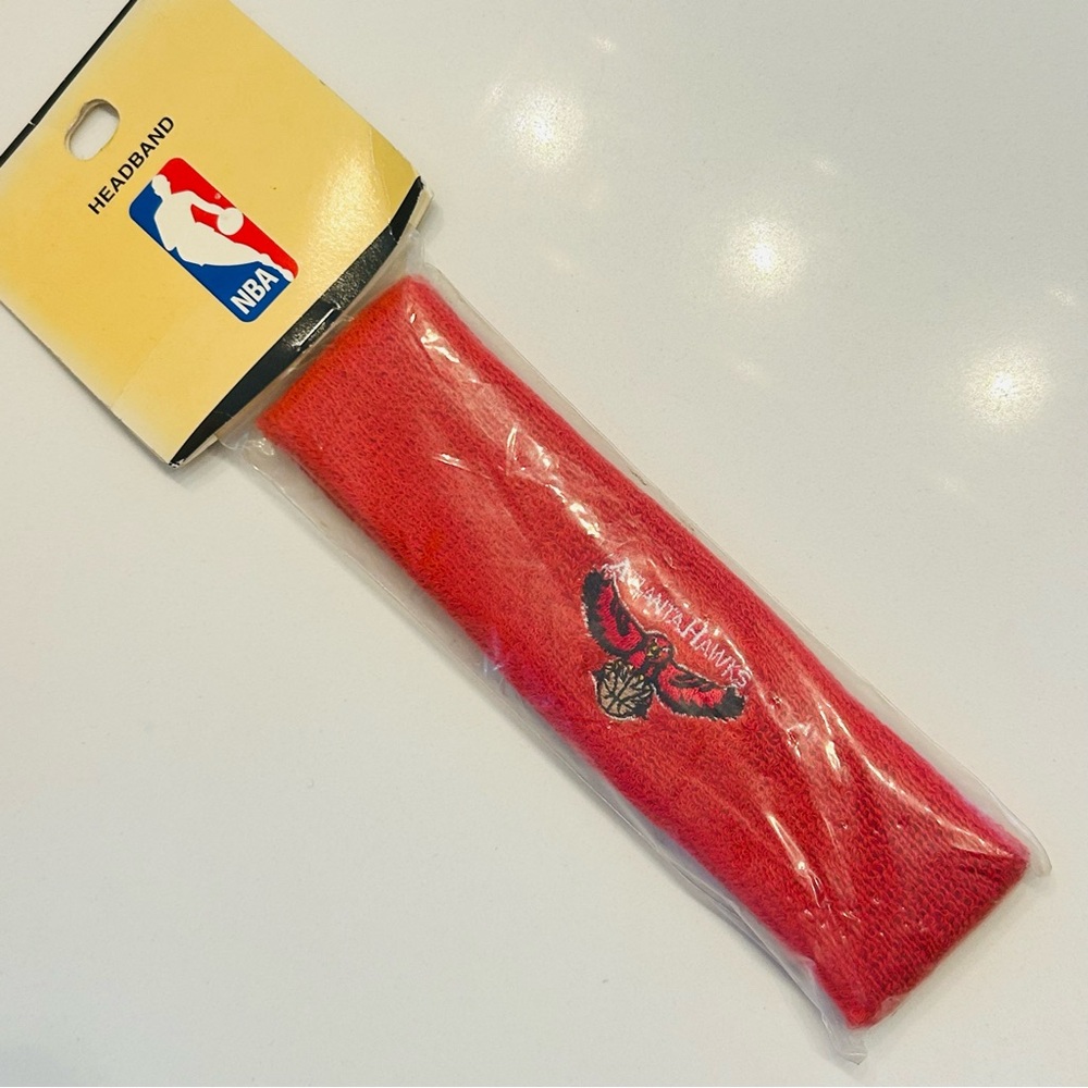 Vtg 90s NEW For Bare Feet Atlanta Hawks NBA Basketball Headband All Red